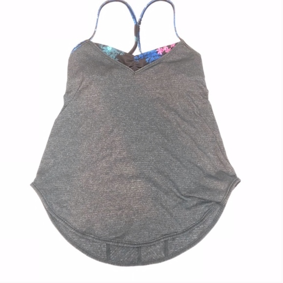 Lululemon Tank Grey With Floral Bra Size 2 - Picture 4 of 5